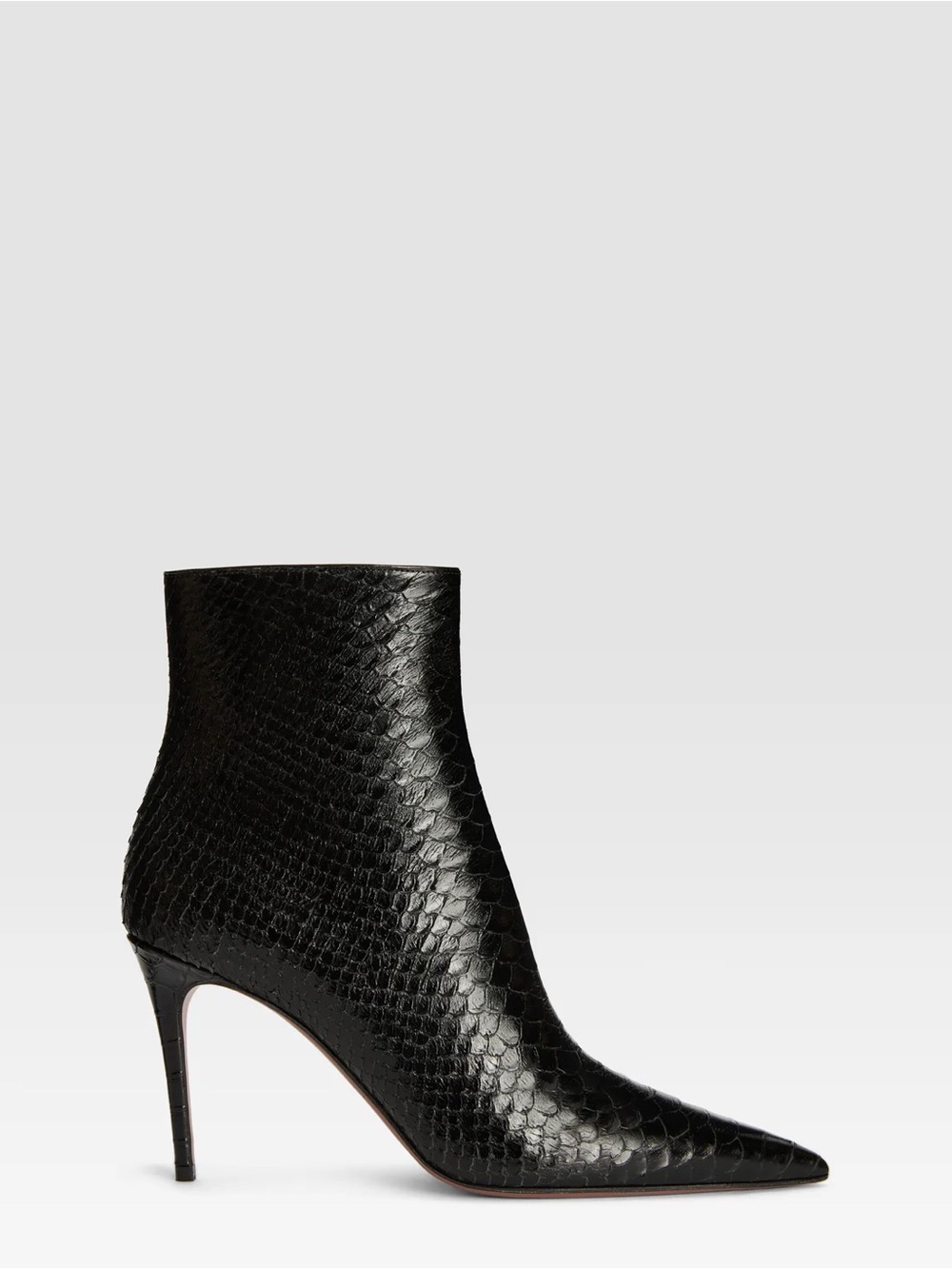 Paris Texas Black Textured Pointed Stiletto Ankle Boots